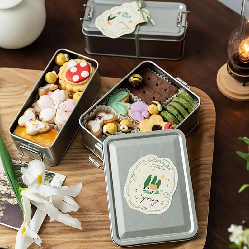 Rechteckige Keksdosen aus Weiß – Tin Container Lid Bewertung und Preis